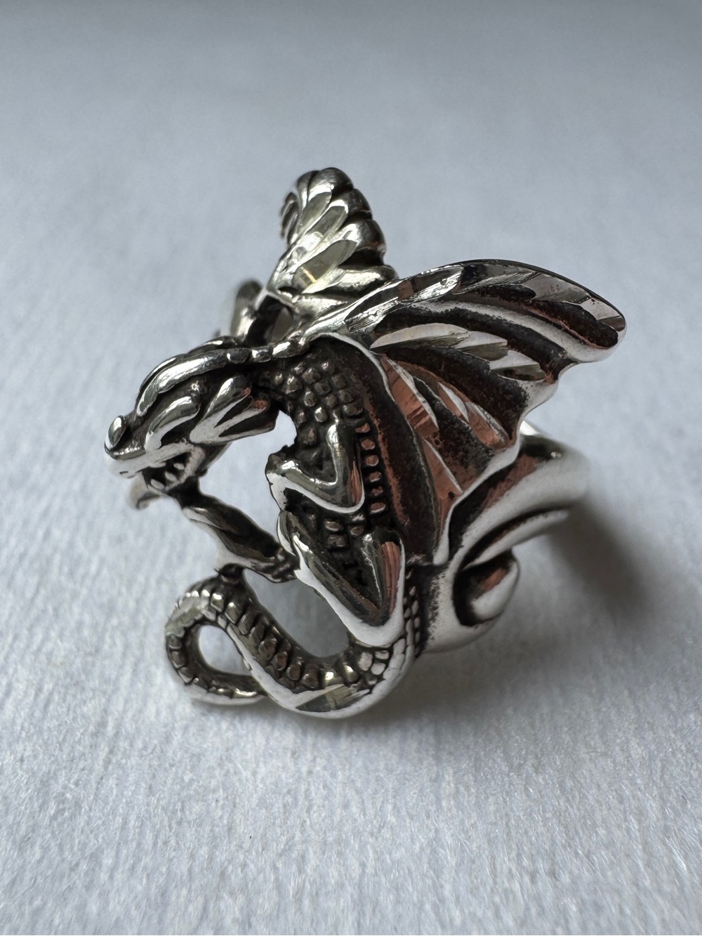 Dragon Ring Sterling Silver 925 Signed 3D Size 5.5